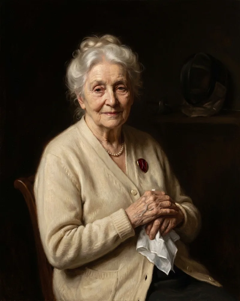 Portrait peint de Marie-Hélène Dupuis, 67 ans, retraitée