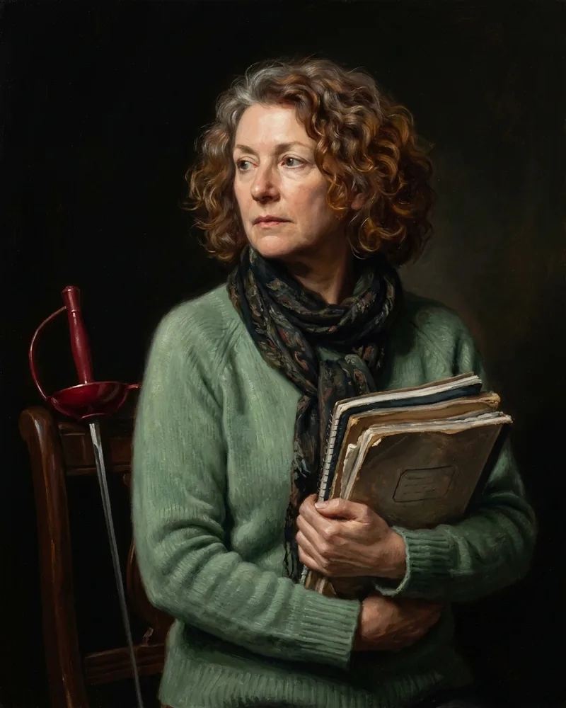 Portrait peint de Sandrine Caron, 53 ans, professeure