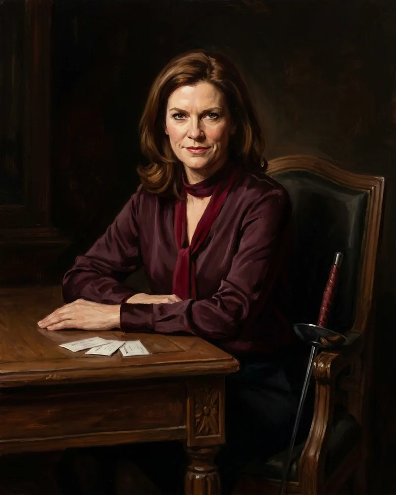 Portrait peint de Nathalie Lacombe, 49 ans, responsable rh